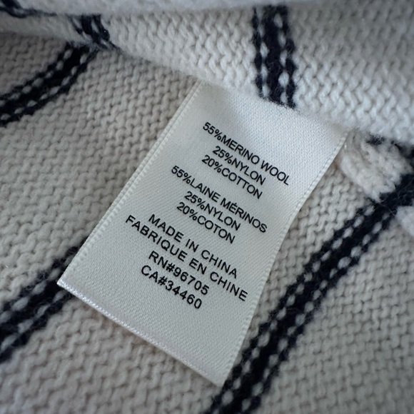 Rebecca Taylor Cream and Black Striped Sweater wool blend size Large - Picture 6 of 8